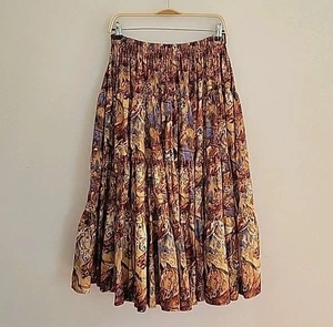 Handmade Full Circle Allover Horse Head Print Tiered Midi Skirt Cowgirl Western - Picture 1 of 8