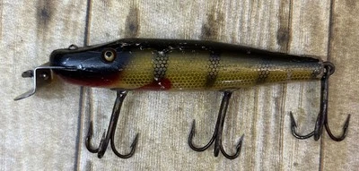Creek Chub Pikie Minnow Madera Vidrio Ojos De Colección 9-7-20 En Labio # 700 Foto 1 de 4