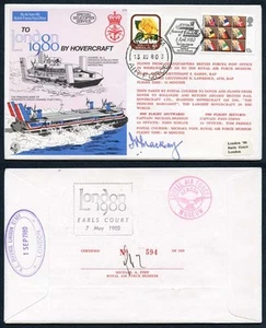 C71c a Londres por aerodeslizador 1980 firmado por Air Commodore Ivor Mackay - Imagen 1 de 1