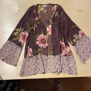 Parc & Lex Floral Sheer Kimono Cardigan Medium (OQ) - Picture 1 of 8