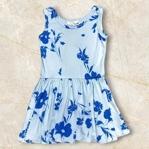 Vestito Canotta Dot Dot Smile Azzurro Con Fiori Bambina 12 - 24 Mesi Blu - Foto 1 di 11