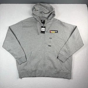 Chaqueta con Capucha Nike Gris Jaspeado Cremallera Completa 3X Grande Para Hombre Just Do It Polar Cremallera - Imagen 1 de 13