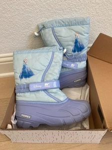 Disney x Sorel Little Girls Flurry Frozen 2 Winter Snow Boots- youth 5 Purple - Picture 1 of 4