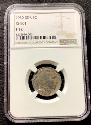 1930 Buffalo Nickel DDR FS-801! 5 Legs! NGC F12! Cool Coin! ENN Coins - Image 1 of 3