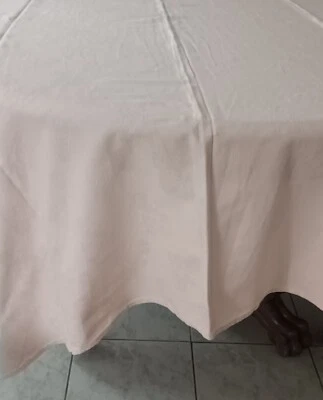 Grandes nappes anciennes en lin damassé Rose Saumon - Photo 1/3