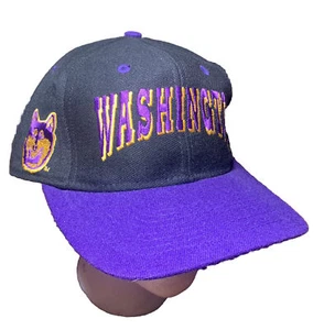 VTG 90s Washington Huskies Fitted Hat 7 1/2 Top of the World Black Purple RARE - Picture 1 of 8