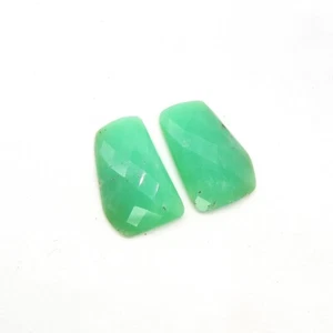 Par de piedras preciosas crisoprasa verde natural corte rosa 26x17 mm para hacer joyas - Imagen 1 de 6