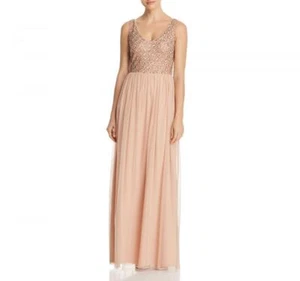 Adrianna Papell Women's Long Maxi Dress Size 6 Lined Solid Sleeveless Lace A665 - Picture 1 of 8