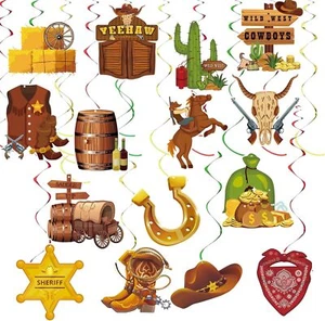 36Pcs West Cowboy Themed Party Hanging Swirl Wild Western Birthday Decor Cowb. - Picture 1 of 2