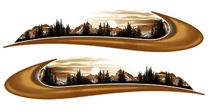 2 calcomanías gráficas de escena de montaña cámper remolque autocaravana rayas -726-7 - Imagen 1 de 1