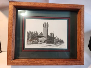 J.E. James Coyle signierter Lithographie Druck Milwaukee Depot Missoula Montana - Bild 1 von 4