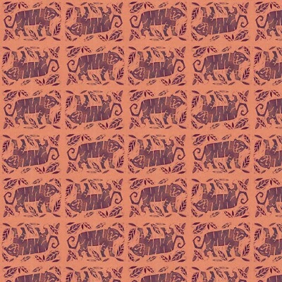 Feline Drive Fabric INDIAN SUMMER Tiger Brown Paintbrush Studio Sold by the Yard - Image 1 of 4