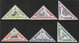 Liberia 1937, complete set of six triangles, NH #271-6 hippo, birds, antelope - Picture 1 of 1