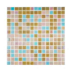 Coral Pastel Pink & Blue Mixed Color Iridescent Mosaic Glass Tile Kitchen & Bath - Picture 1 of 7