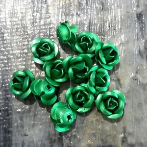 Aluminium, Frosted 3 Petal Flower Bead, 6x4.5mm, 50pce, Medium Sea Green - Bild 1 von 2