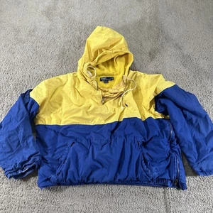 VTG Polo Ralph Lauren Jacket Youth XL Blue Colorblock Hooded Qtr Zip Lined 90s - Picture 1 of 20
