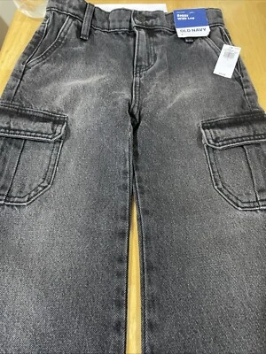 Pantalones de mezclilla para niños viejos azul marino holgados pierna ancha tiro alto talla 7 tiro alto Foto 1 de 4