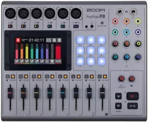ZOOM PodTrak P8 Workstation for Podcast Recorder Smartphone Tablet Silver NEW - Picture 1 of 6