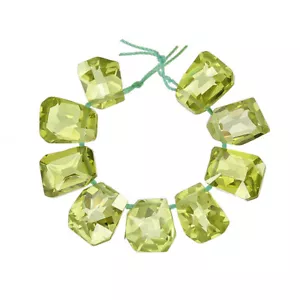 9 Cubic Zirconia Hand Cut Freeform Nugget Beads ap. 10x12mm Peridot Green #96225 - Picture 1 of 1