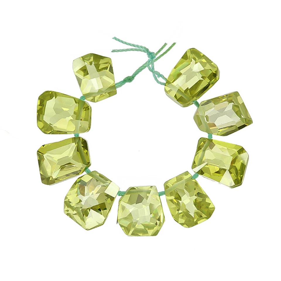 9 Cubic Zirconia Hand Cut Freeform Nugget Beads ap. 10x12mm Peridot Green #96225 - Image 1 of 1