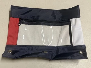 Tommy Hilfiger Pencil Pouch Case 3 Ring Binder Zipper Red White Blue Flag - Picture 1 of 2