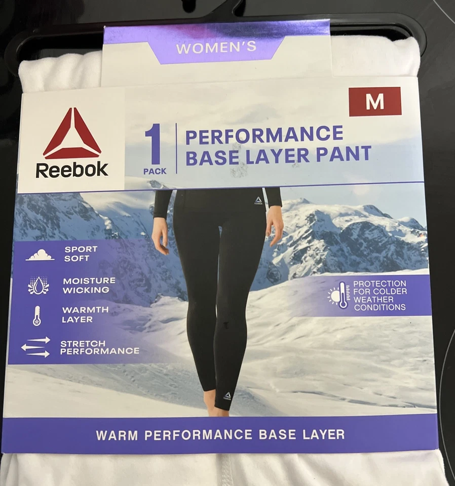 REEBOK Women’s Medium White Performance Base Layer Pants Warm Warmth Layer