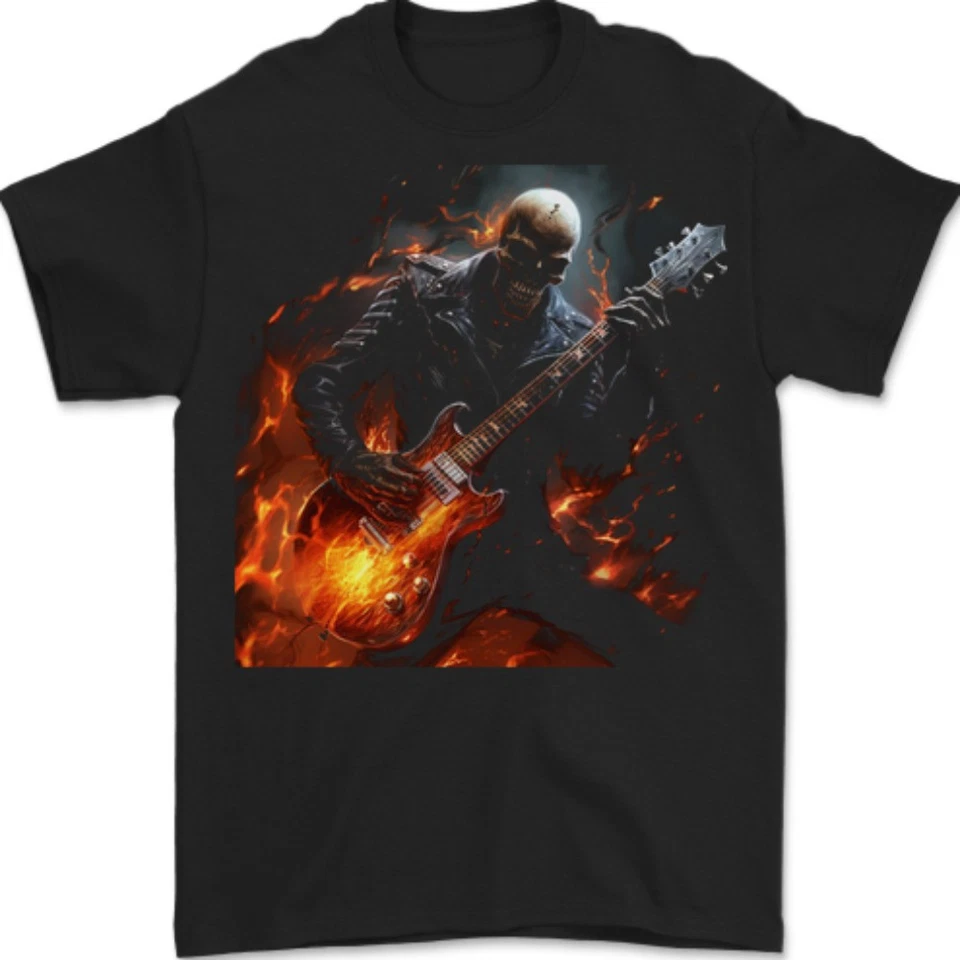 T-Shirt Homme Hell Skull Rocker Rock N Roll Heavy Metal 100% Coton - Photo 1/1