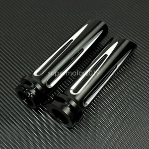 Black Billet CNC 1'' 25MM Hand Grips Handlebar Fit For Harley Touring Dyna XL - Picture 1 of 6