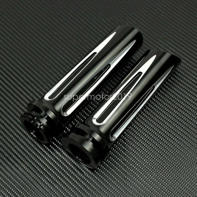 Black Billet CNC 1'' 25MM Hand Grips Handlebar Fit For Harley Touring Dyna XL - Image 1 of 4