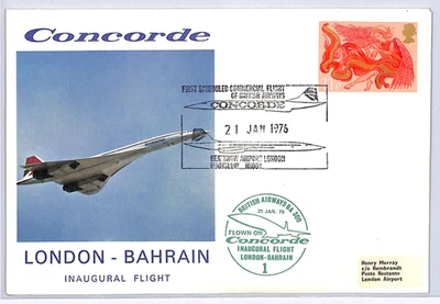 CONCORDE Cover GB-BAHRAIN FIRST FLIGHT Air Mail 1976 Illustrated {samwells}WQ89 - Image 1 of 4
