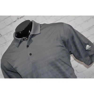 Camisa polo de golf Adidas para hombre talla grande poliéster rendimiento gris a rayas Foto 1 de 4