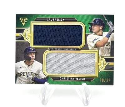2024 Topps Triple Threads C. Yelich/Sal Frelick relíquia jumbo dupla esmeralda /27 - Imagem 1 de 2