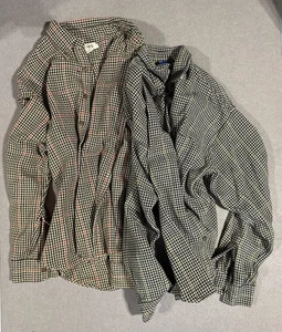 J.Crew Vintage Houndstooth Flannel Shirts L USA Made Red & Blue Pair EUC - Picture 1 of 9