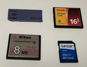 Nikon 8MB Sony 4MB Kodak 16MB Lexar 256MB Memory Cards & Adapters - Picture 1 of 4