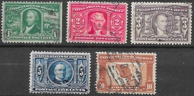 USA 1904 Scott #323-27 Louisiana Purchase Exposition nice complete set see scans - Image 1 of 2