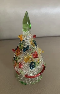 Hand Blown Glass CHRISTMAS TREE ๐ 3.5 Inches Tall Delicate Artisan Crafted - Picture 1 of 14