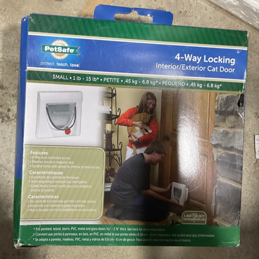 PetSafe 4 Way Locking Cat Flap Door Tunnel Small for 1 - 15 LB Pets