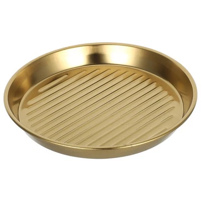  Runder Teller aus Edelstahl, goldenes Serviertablett, 20 cm, - Bild 1 von 4