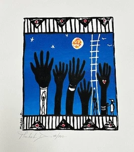 Holzschnitt Michael D signiert Limited Edition 2/004 African American Art - Bild 1 von 5
