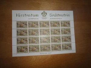 liechtenstein mint sheet dated 1972  postal 20 olympics - Picture 1 of 2