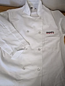 Friday's White Chef Coat Jacket Work Cook Uniform Long Sleeve 46 Large - Picture 1 of 9