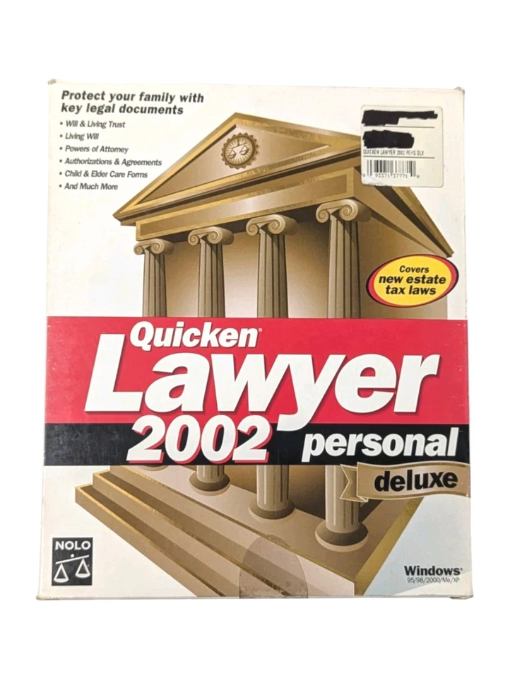 Quicken  Lawyer 2002  Personal Deluxe  For Windows 95/98/2000/ME/XP NEW UNOPENED - Image 1 of 4