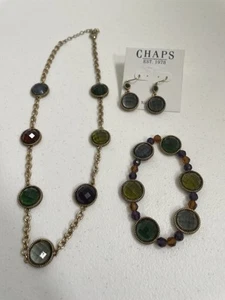 Chaps Schmuckset Multicolor Edelstein Schmuck Ton Perlen Armband Halskette & Ohrringe - Bild 1 von 15