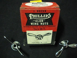 RAR Vintage PHILLIPS Wing Nuts 5/16" x 26T 1 Paar für Vorderradnaben NOS 1950er - Bild 1 von 3