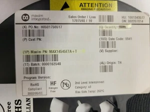 IC, PWR Switch, 1-I/O, 2.3-5.5V, 8 PIN TDFN, RoHS mfg p/n MAX14545ETA+T qty2398 - Picture 1 of 2