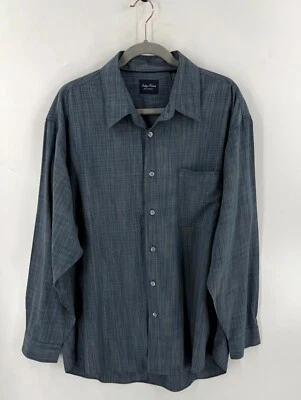 Indigo Palms Mens Dress Shirt Size Large Blue Tan Plaid Collared Button Up - Image 1 of 3