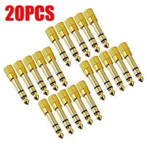 20PC 6.35mm 1/4" Male to 3.5mm 1/8" Female TRS Stereo Audio Headphone Adapter US - Picture 1 of 12