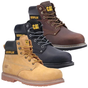 Mens Caterpillar PowerPlant Safety Classic Steel Toe Work Boots Sizes 6 to 13 - Picture 1 of 13