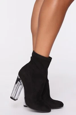 Botines de gamuza sintética negros BAMBOO NIGHTLIFE/tacón Lucite - talla 10 Foto 1 de 4