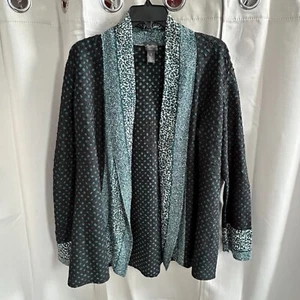Chicos Travelers Womens Cardigan Medium Crinkle Artsy Boho Mixed Media 17748 - Picture 1 of 9